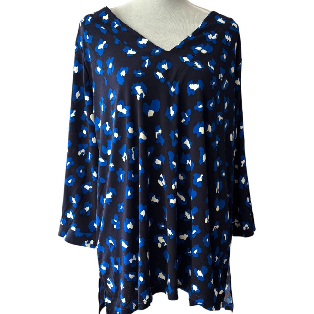 Leota exclusively for Dia & Co Hadley V Neck tunic top Cheetah Plus sz 2X NWT